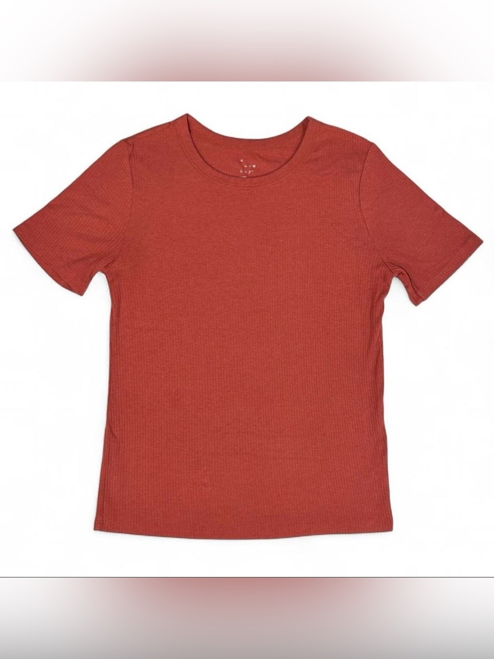 A New Day Maroon Ribbed Top Ladies Large - Slim Fitting